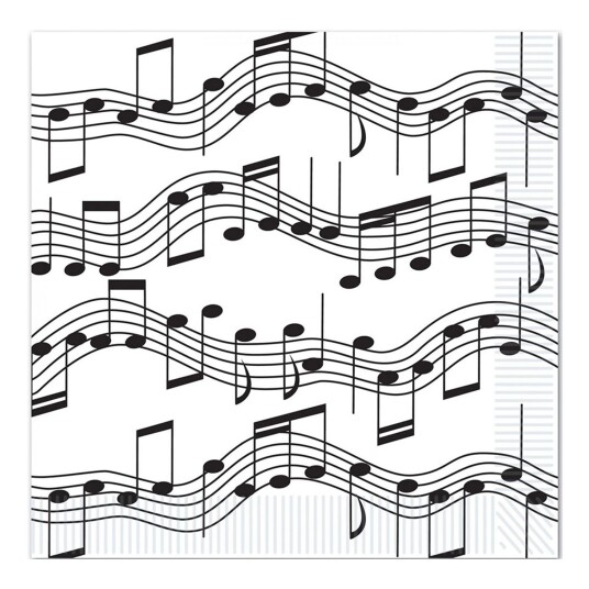 360 Degrees Ltd Servietter Musikk Noter - 16-pakning