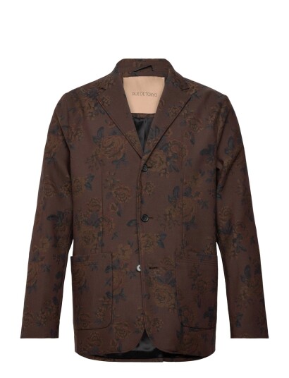 Rue de Tokyo Cedric Japanese Flower Jacquard Brown L Rue de Tokyo Cedric Japanese Flower Jacquard Brown L