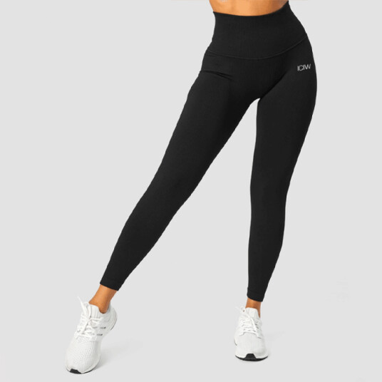 Ribbed Define Seamless Pocket Tights, Black Svart X-small