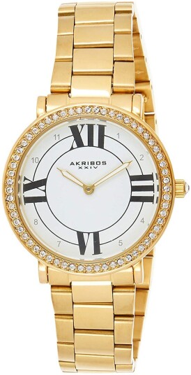Akribos XXIV Dameklokke AK1036YG Crystal Hvit/Gulltonet stål Ø36 mm