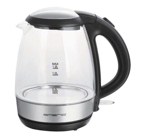 Emerio Elektrisk Vannkoker 1.7L 2200W Glass med Blå LED-Belysning WK-125145