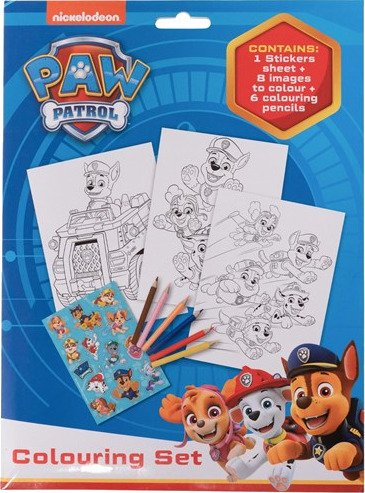 Euromic PAW PATROL fargeleggingssett med fargeleggingsark og 6 forhndsskarpe Euromic PAW PATROL fargeleggingssett med fargeleggingsark og 6 forhndsskarpe