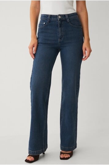 Ellos Collection Utsvingte jeans Utsvingte med høy midje Blå
