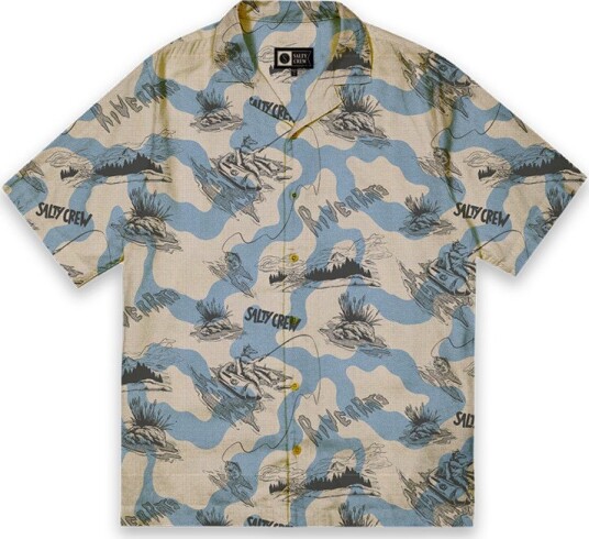 Salty Crew Men"s River Rats Fill Short Sleeve Shirt River Rat Print S