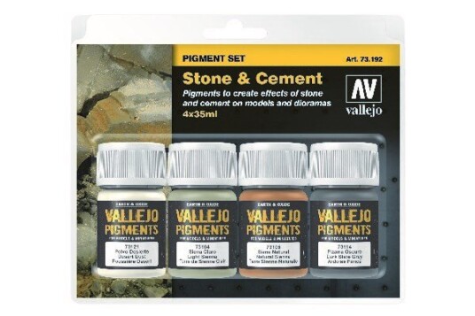Vallejo Vallejo: 73.192 - Pigment Set -Stone & Cement  4X35 Ml 