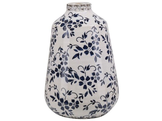 Beliani Vase 25 Cm Hvit/blå Maroneia