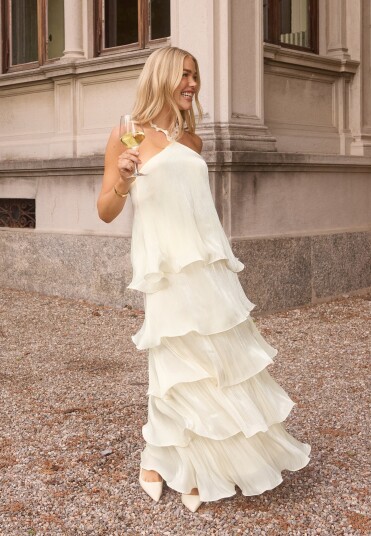 Moa Mattsson X Bubbleroom Shimmer Flounce Maxi Skirt