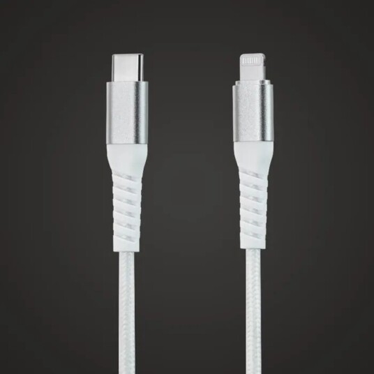 Linocell Premium Kevlar USB-C- til Lightning-kabel Hvit 1 m