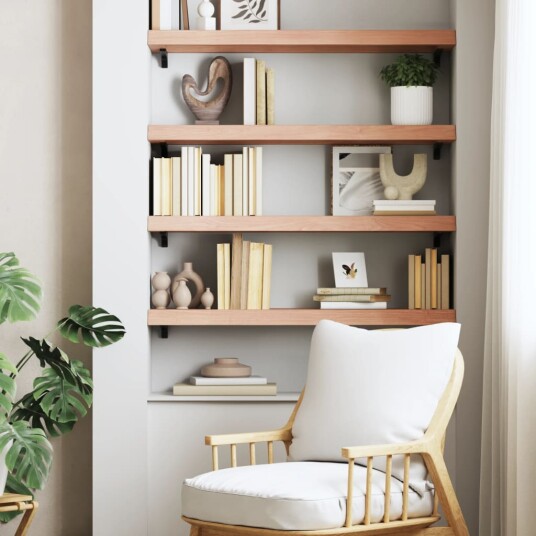 vidaXL Vegghylle lysebrun 100x30x6 cm behandlet heltre eik