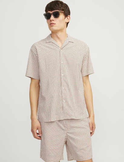 Jack & Jones Jorjeff Jacquard Shirt Ss Ln Styd24 - Beige - S