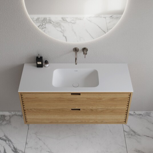 CPH Tapwork Soft 120 MKIII fingertappede skap i naturlig eik inkl. matt hvit SolidTec® vask
