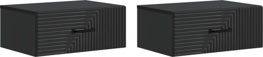 Vegghengt Nattbord 2 pcs Svart 49 x 34,5 x 20 cm Konstruert tre