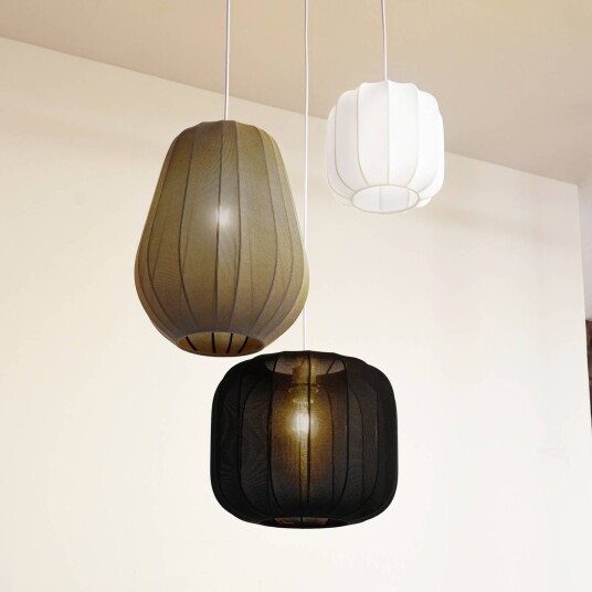 Lindby hengelampe Helin 3 lyskilder svart/hvit/grå 60 cm