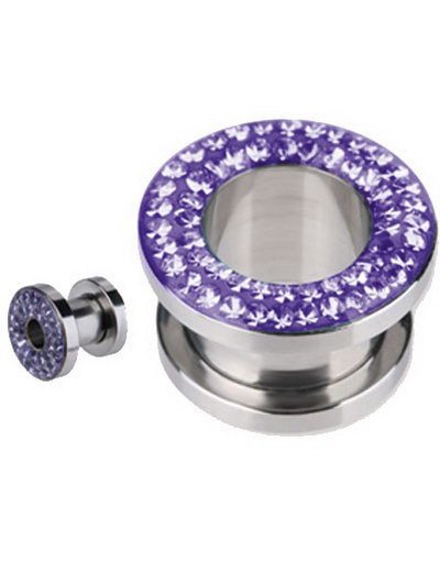 Piercing Tunnel med Lilla Stener Strl 4 mm