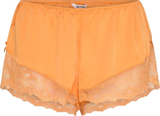 Monki Short Satin Lace Shorts   Orange   M