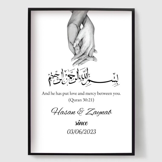 Namly Design Personalisert Plakat Islamsk Hender Bryllupsplakat POSTERA1NKCP