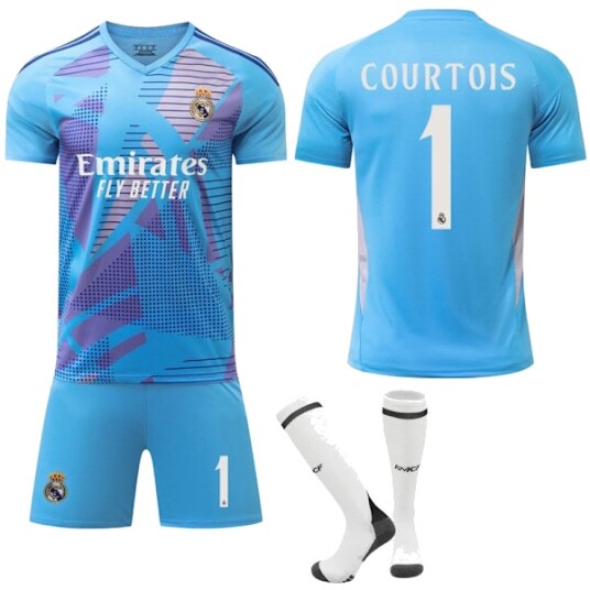 Real Madrid Blå Fotballtrøye Barn & Voksne 2024 2025 Nr. 1 COURTOIS