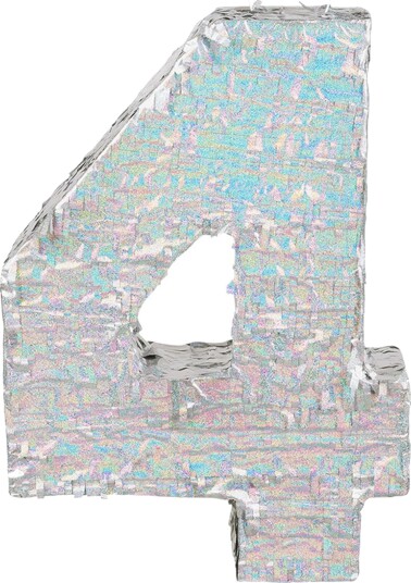 Boland Party Partners Pinata Tall Sølv Holografisk Tallet 4 30954