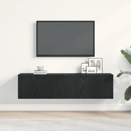 TV benk svart eik 120x30x30,5 cm konstruert tre TV benk svart eik 120x30x30,5 cm konstruert tre