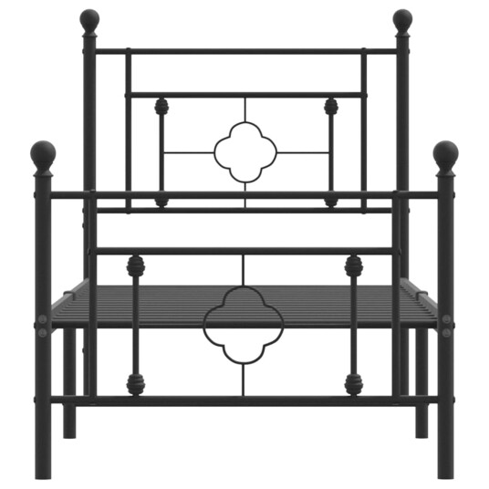 vidaXL Sengeramme i metall med hode- og fotgavl svart 75x190 cm 8721012248809