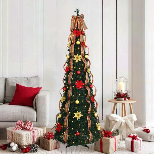 Kunstig juletre med 150 LED med stativ grønn 180 cm PVC Kunstig juletre med 150 LED med stativ grønn 180 cm PVC