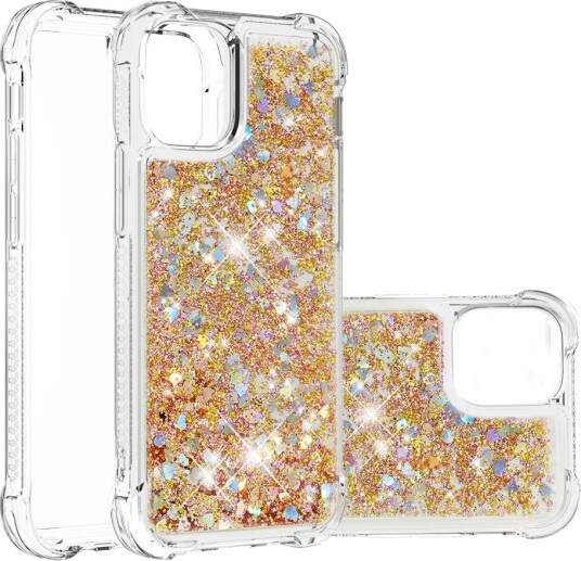 Trolsk Mobildeksel med Flytende Glitter Hjerter (iPhone 13 Pro)