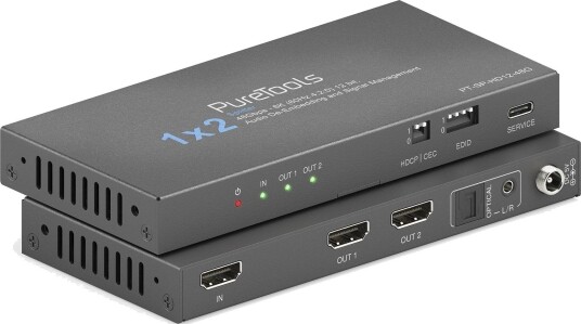Puretools Pt-Sp-Hd12-48G, Hdmi, 2X Hdmi, 3,5 Mm, 7680 X 4320 Piksler, Sort, Stål Puretools Pt-Sp-Hd12-48G, Hdmi, 2X Hdmi, 3,5 Mm, 7680 X 4320 Piksler, Sort, Stål
