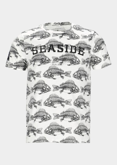 Seaside Ocean Tee White Fish Skeleton M Strandklær