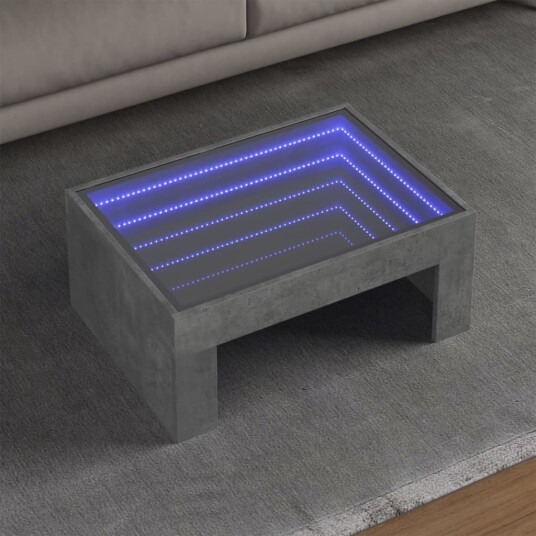 Salongbord med Infinity LED betonggrå 70x50x30 cm 847612