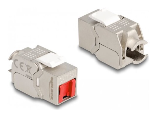 Delock Keystone Module Rj 45 Hunn Til Lsa Hunn Vinklet Stp Cat 6A Hvit Sølv Rød 87952 Delock Keystone Module Rj 45 Hunn Til Lsa Hunn Vinklet Stp Cat 6A Hvit Sølv Rød 87952