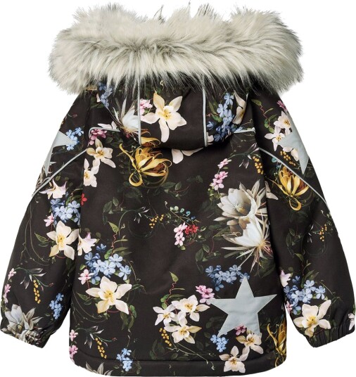 Molo Vinterjakke Hopla Fur Paisley Blomster Molo 5 år (110) Vinterjakke Svart