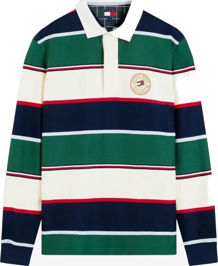 Tommy Jeans Tjm Rlx Varsity Stripe Rugby Ext VELVET GREEN STRIPE S