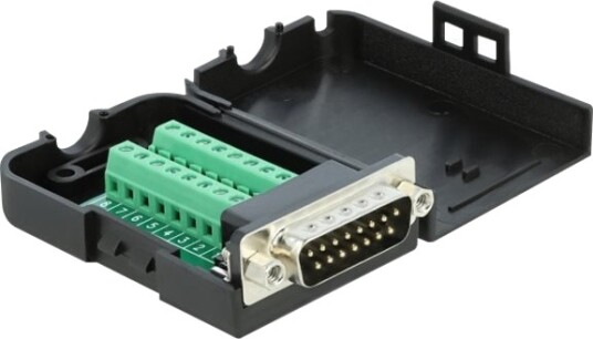 Delock Seriell Adapter 15 Pin D Sub Db 15 Hann Til 16 Pinners Terminalblokk Avstandsskruer