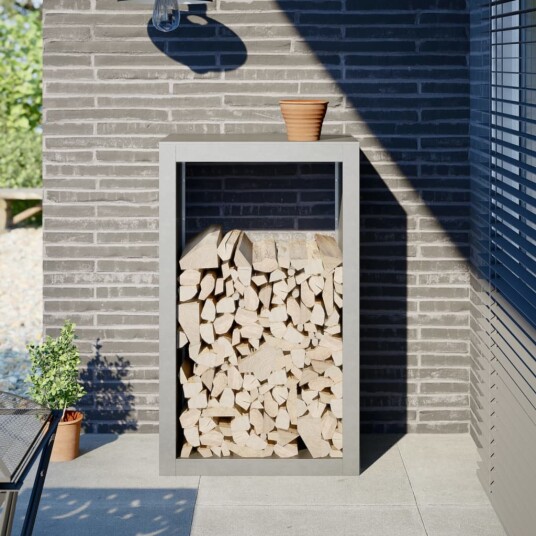 Vedstativ 60x40x100 cm rustfritt stål