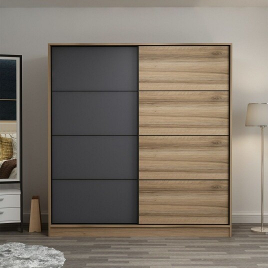 Fruitland Garderobe 220 cm - Grå/Brun/Eik
