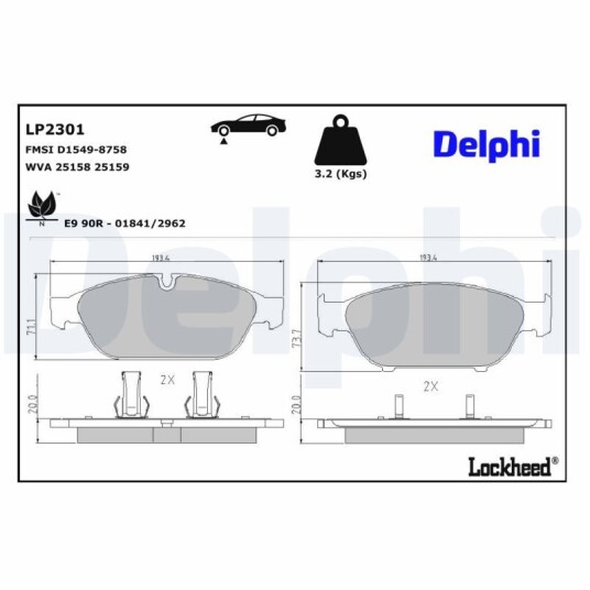 Bremseklosser DELPHI LP2301 Bremseklosser DELPHI LP2301