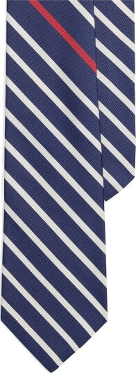 Polo Ralph Lauren Striped Silk Cotton Mogador Tie Navy ONE SIZE