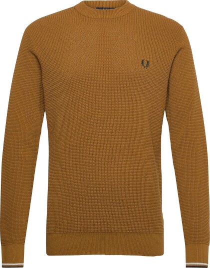 Fred Perry Waffle Stitch Jumper DARK CARAMEL M