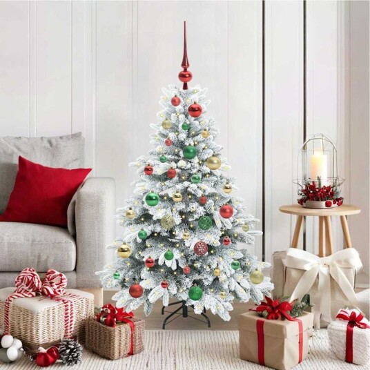 Kunstig juletre med 150 LED med stativ grønn 120 cm PE og PVC