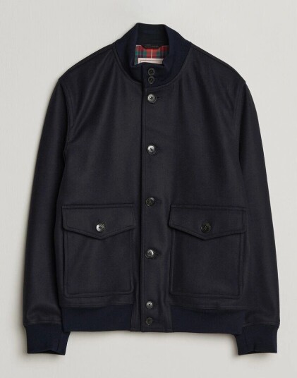 Baracuta Melton Wool Blouson Jacket Deep Blue Baracuta Melton Wool Blouson Jacket Deep Blue