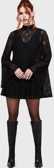 Killstar Goth Kort kjole Waltz of the Wicked Waltz in Mourning Mini Kjole XS til M Damer svart