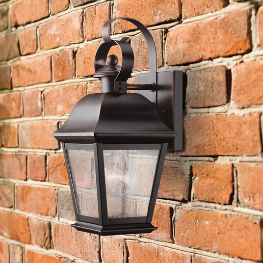 Mount Vernon utendørs vegglampe, gammelbronse, 32 cm, IP44 – KICHLER - Aluminium - Kantet Mount Vernon utendørs vegglampe, gammelbronse, 32 cm, IP44 – KICHLER - Aluminium - Kantet