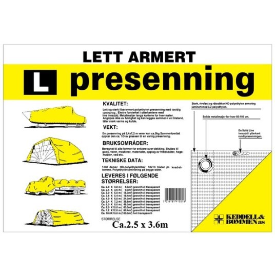 Keddell & Bommen Presenning fiberarmert 2,5x3,6m