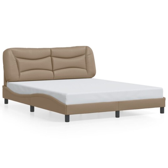 Sengeramme med LED-lys cappuccino 160x200 cm kunstig lær 8721012356603