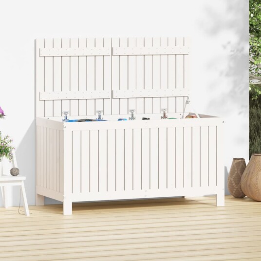 vidaXL Putekasse hvid 121x55x64 cm heltre furu
