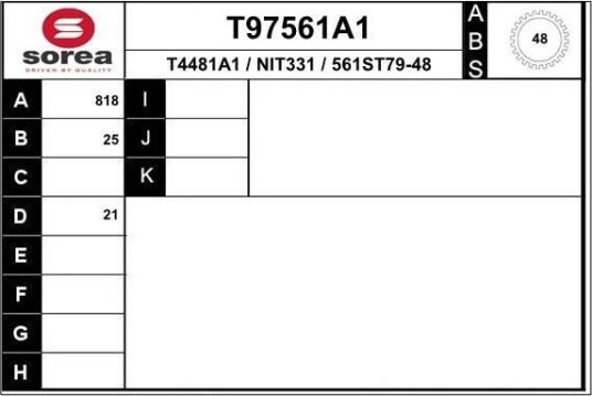EAI T97561A1 Drivaksel EAI T97561A1 Drivaksel