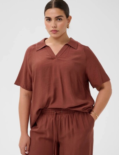 Kaffe Curve Kcemilia Blouse   Brown   50