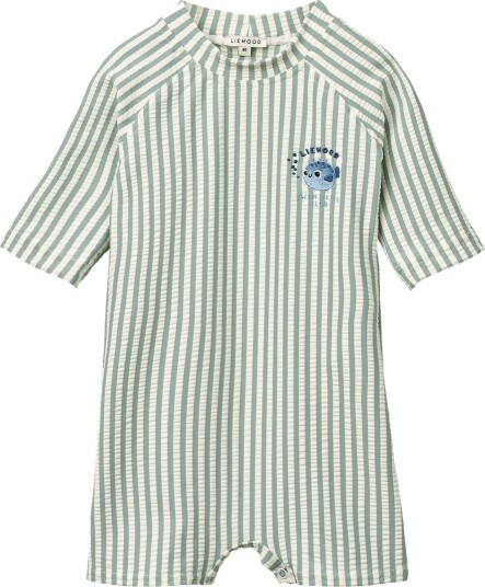 Liewood Thor Seersucker Baby Swim Jumpsuit Green 62