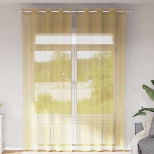 Voilegardiner med grommets 2 stk gul 8721158551511