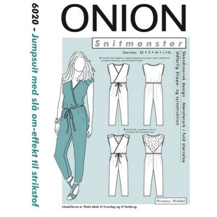 ONION Snittmønster 6020 Jumpsuit med Omslagseffekt Str XS XL